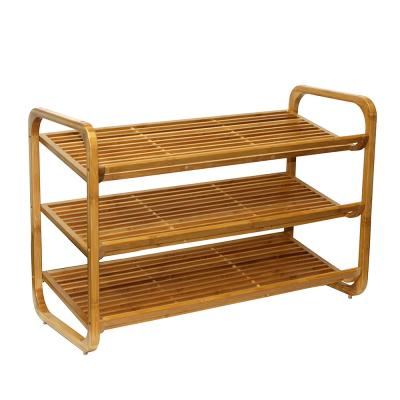 China Modern Durable Bamboo 3-Tier Entryway Shoe Rack Factory Price for sale