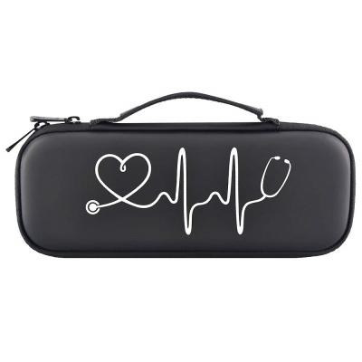 China Portable For Travel Black PU EVA Stethoscope Leather Carrying Case With Zipper for sale