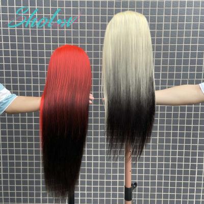 China Wave 1B 360 Full Lace Wigs Virgin Hair Long Afro Transparent Silky Straight Red Curly Glueless Lace Front Wigs for sale