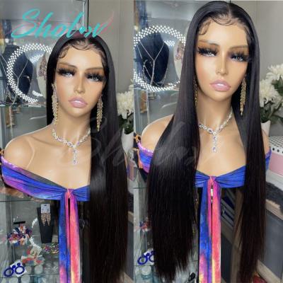 China Cheap 100% Silky Straight Wave Cuticle Aligned Lace Front Wig For Black Woman Wholesale HD Virgin Hair Natural Short Full Lace Wigs for sale