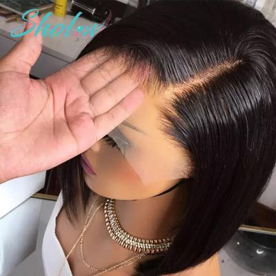 China Free Shipping Silky Straight Wave Short Bob Swiss Lace Human Hair Wig, 8-18inch Mink Brazilian Hair Wig, 4x4 Closure Short Bob Wigs For Black Women for sale