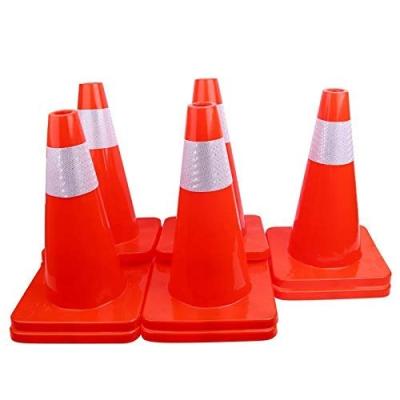 China Goods 18 in. Orange Reflective Molded PVC Road Safety Cone With Durable Base for sale