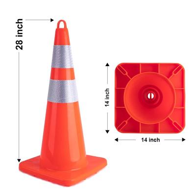 China High Visible Traffic Safety Cones 36 Inch with Black Weighted Base, PVC Plastic Cone, Orange Cones with Reflective Collar for sale