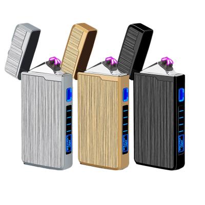 China Hot Men's Gift Dual Arc LED Lighter USB Rechargeable Touch Screen Electronic Lighter USB Sensor Smoking Accessories Rechargeable Portable Windproof Cigarette Lighter for sale