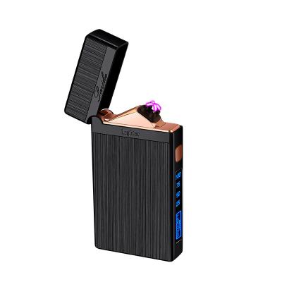 China Metal Arc Plasma USB Lighter LED Power Display Electric Cigarette Lighter Windproof Gift Men Rechargeable Electronic Lighter Dual USB Flameless Cigarette Accessories for sale