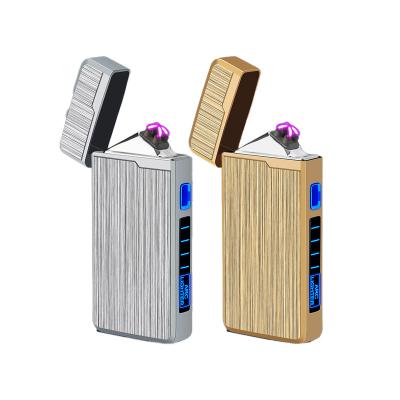 China Dual USB Rechargeable Lighter Metal Electronic Curve Windproof Men's Gift LED Screen Touch Sensor Portable USB Rechargeable Cigarette Lighter Accessories for sale