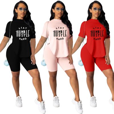 China Breathable Ladies Tracksuit Gym Clothes Running Workout Plus Size Summer Women Biker 2 Piece Sets for sale