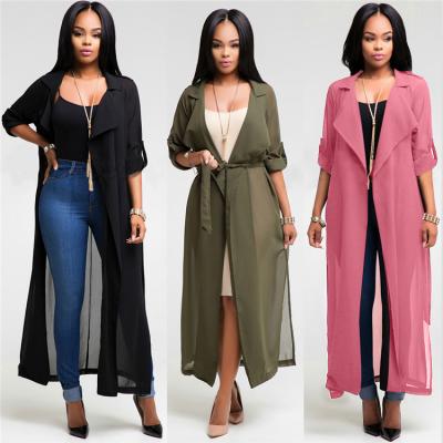 China New Lady Loose Coat Long Sleeve Chiffon Winter Long Cardigan Jackets Viable Stylish Women Clothing for sale