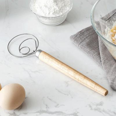 China Viable Wholesale Custom Baking Easy Clean Flour Baking Egg Stirrer 9 Inch Coil Stainless Steel Monocular Dough Beater for sale