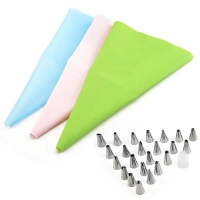 China Wholesale Disposable EVA 25 Pcs Colorful Cookies Cake Pastry Kitchen Baking Decorating Bag Recyclable Icing Piping Set for sale