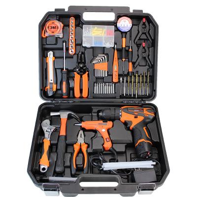 China Household Household Repair Tool Kit with Hot Melt Glue in Toolbox Lithium Cordless Electric Drill Tool Kit for sale