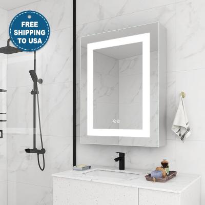 China Rectangle IP44 Suitable LED Light Bathroom Wall Mirror Cabinet with Barbershop Design for sale