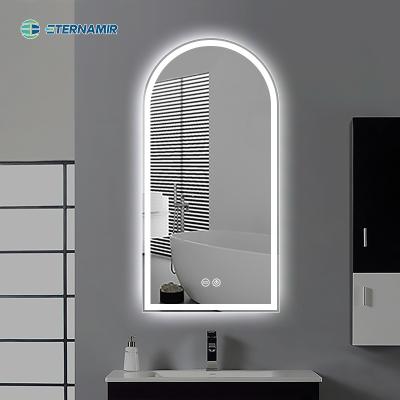 China Arch Shape Modern Luxury Hotel Bathroom Decorative Round Wall Smart Mirror With LED Lighted for sale