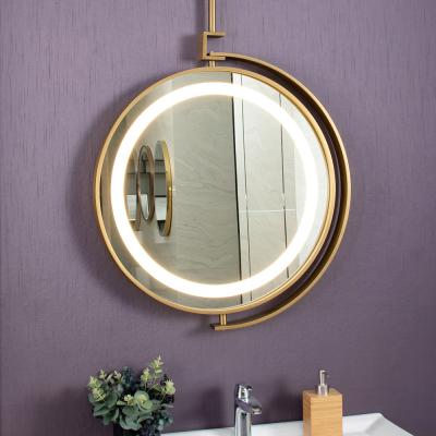 China Rust Resistant Metal Frame Hotel Vanity Smart Bath Wall Mirror with Heating and Anti-Fog LED for sale