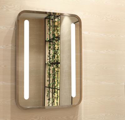 China Framed Wall Mounted R Angle LED Bathroom Mirror for Bathroom Decoration and Makeup for sale