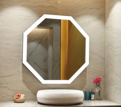 China Polygonal Vanity Mirror With Lights High Clear Reflection Custom Backlit Mirror for sale