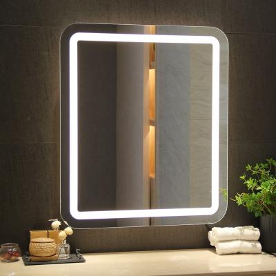 China 110V-277V 50/60Hz Moderno LED Iluminado Espejo de baño de pared con espejo de plata libre de cobre de 5 mm en venta