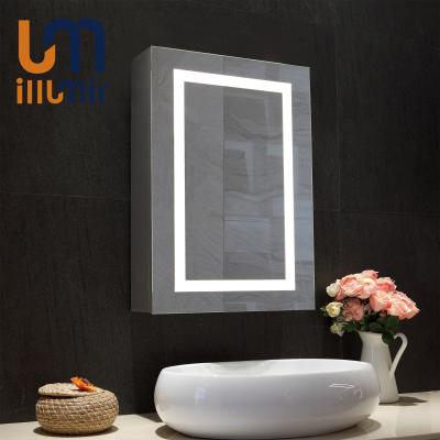 China Wall Mounted LED Lighted Bathroom Mirror Cabinet in Modern Style with Aluminum Chassis for sale