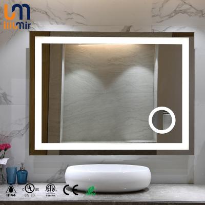 China IP44 Rated Silver Square Cosmetic Mirror with LED Illumination Easy Wall Mounting for sale