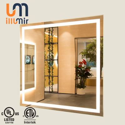 China Bathroom Decorative LED Wall Mirror Glass Rectangle 5mm Copper Free Mirror for Hotel for sale