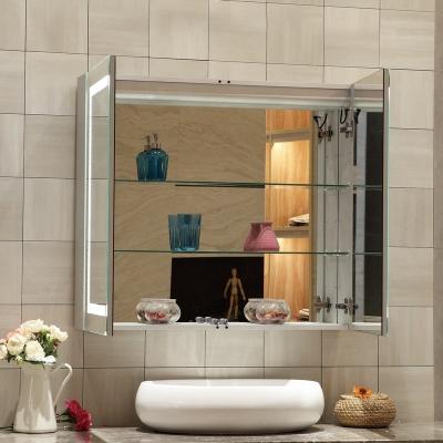 China Wall Mounted Lighted Mirror Cabinet Touch Sensor Mirrored Cabinets for Modern Bathroom for sale