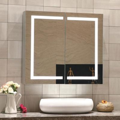 China Modern Wall Mounted Backlit Bathroom Mirror Cabinet With Touch Sensor for sale