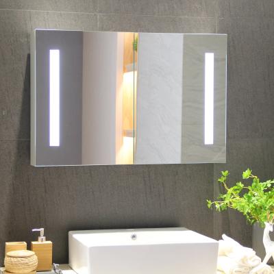 China Double Side Mirror Bathroom Medicine Cabinet with Touch Sensor LED Lighted Wall Cabinet for sale