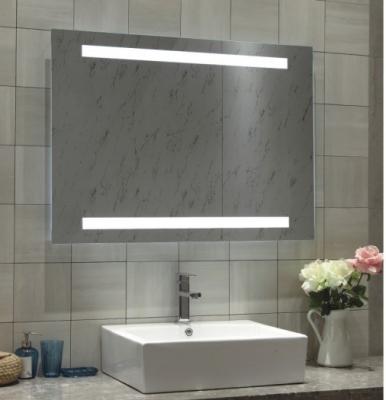 China Hotel Home Bedroom Bathroom Safety Wall Mount Rectangle Top Illuminated LED Mirror for sale