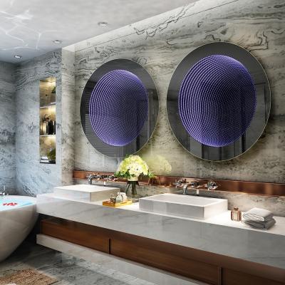 China Hotel 3D Mirror Magic Tunnel Bathroom LED Infinity Mirror with Silver Lenses Material for sale