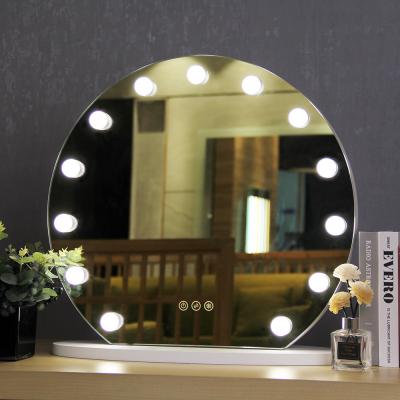 China NO Foldable Round LED Hollywood Vanity Mirror with Lights Diameter 50cm or 80cm Desktop for sale