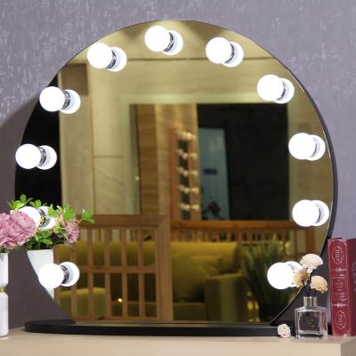 China Espejo de maquillaje de escritorio con luces personalizado estilo de Hollywood Espejo de baño redondo led en venta