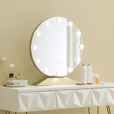 China Zilveren afwerking 10x vergroting Luxe Gold Wrinkle Style Make-up Mirror met LED-licht Te koop