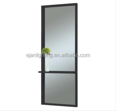 China Wood Framed Bathroom Backlit Mirror with Concealed LED Light and Clock for sale