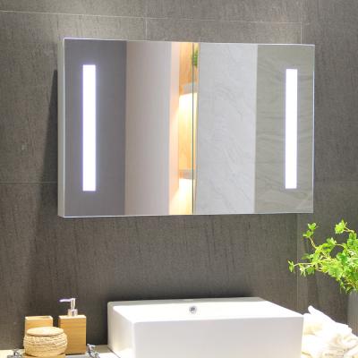 China Mirrored Cabinets Customized Aluminum LED Illuminated Bathroom Vanity Mirror Cabinet for sale