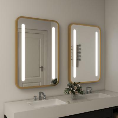 China Hotel Bathroom Round Oval Metal Frame LED Mirror with Light and Smart Touch Switch for sale