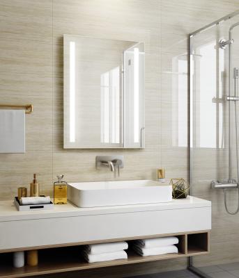 China Hotel Bathroom LED Lighted Rectangle Vanity Mirror with Decorative Frameless Design for sale