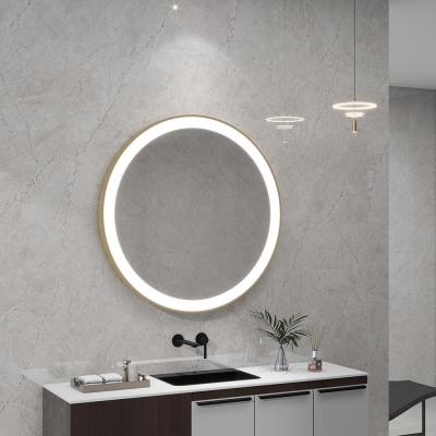 China Rectangular Single Sided Bathroom Mirror with Touch Switch and Dimmable LED Strip Light for sale