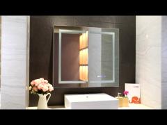 IP44 Silver Grey Anodized Aluminium Body LED Mirrored Medicine Cabinet for Home Bathroom