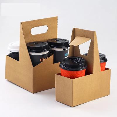 China Recyclable Coffee Kraft Paper Cup Holder With Handle Or Without Handle for sale