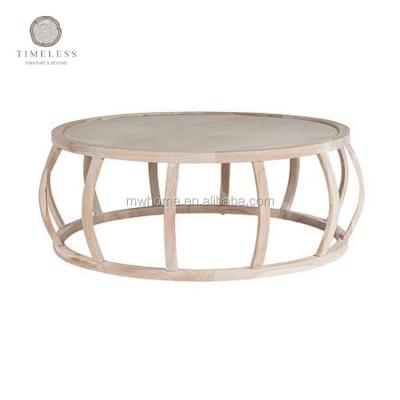 China Handmade Unique Round Solid Oak Wood Hand Carved Coffee Table for sale