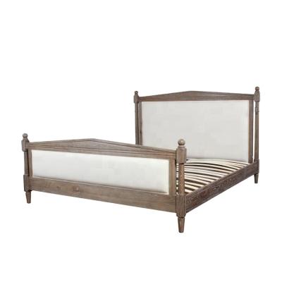 China Weathered frame upholstered traditional French oak bed for sale