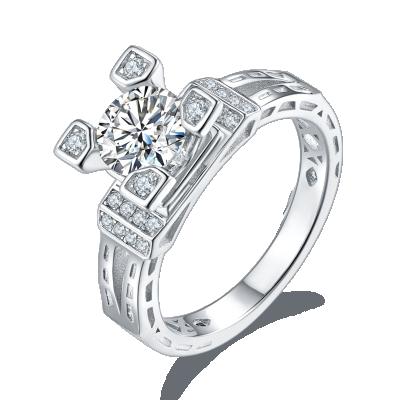 China Manufacturer 925 Sterling Silver Ring 1.0ct D VVS Moissanite Wedding Engagement Rings Women Jewelry for sale