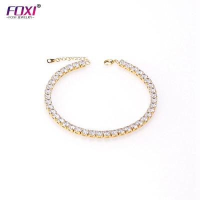 China Classic Hot Sale Hiphop Gold Silver Rose Rose Gold Iced Out Jewelry Tennis Link Bracelet Anklet Chain for sale