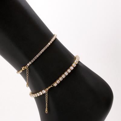 China Wholesale Hot Selling FASHIONABLE Jewelry Tennis Diamond Chain Adjustable Anklets For Women Foot Jewelry 2020 for sale