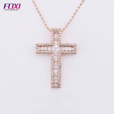 China Gold Popular Cross Zirconia Semi Joias Wholesale Price Pendant Necklaces for sale