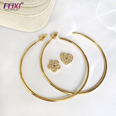 China Latest Luxury Women's Fashion CZ Heart Earring Zircon Circles Earrings Clear Trendy Bridal Bridal Wedding for sale