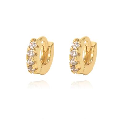 China FASHIONABLE Huggie Hoop Earrings 18k Gold Plated Gold CZ Earring Women Circle Fashion Earring Hoops Wholesale for sale