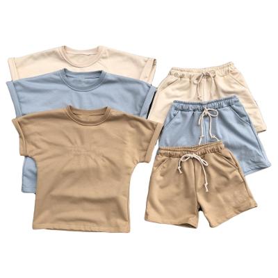 China Baby Casual Clothes Summer Sweater Baby Boy Clothes Set French Terry Outfit Kids Clothing Set Tee Shirts With Short for sale