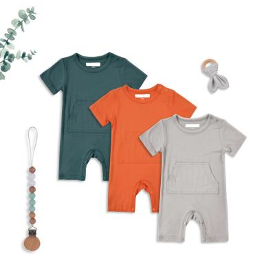 China Cozy Breathble Baby Clothes Bamboo Plain Baby Clothes Modal Newborn Babies Boys Short Sleeve OEM Hot Sale Full Service Summer Unisex Button for sale