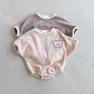 China Summer Casual One-Piece Towel Clothing Baby Sleeve Shorts Cloth Towel Romper Unisex Infant Baby Clothes Girl Boy Overalls for sale